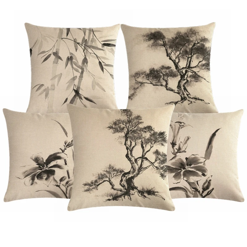 Retro Style Ink Plant Pillow Case Flowers Linen Cotton Square Decorative Cushion Cover For Sofa Home Printed Throw Pillowcase
Retro Style Ink Plant Pillow Case Flowers Linen Cotton Square Decorative Cushion Cover For Sofa Home Printed Throw Pillowcase