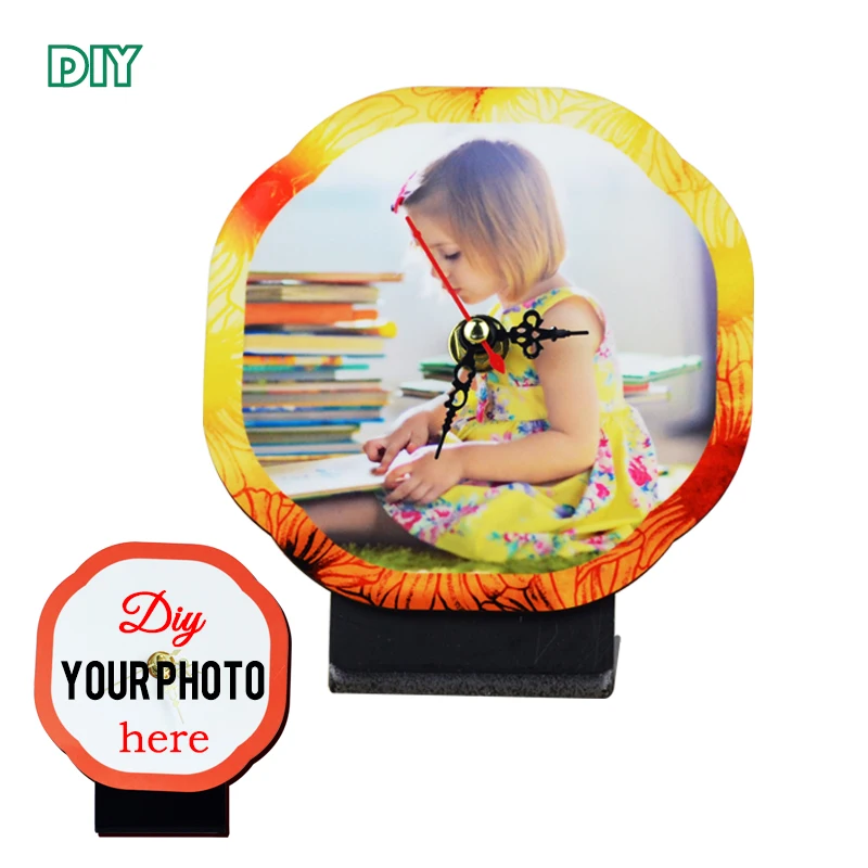 DIY your picture photo print mdf wooden small clock frame with Acrylic stand display promotion gift
DIY your picture photo print mdf wooden small clock frame with Acrylic stand display promotion gift