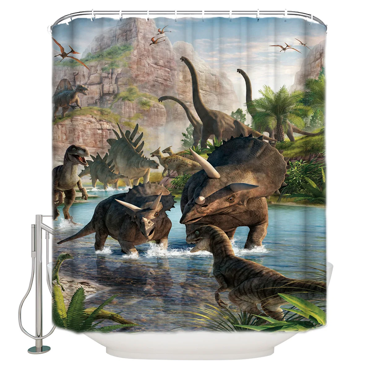 Jurassic Dinosaur Ancient Dinosaur World Waterproof Shower Curtain Bathroom Decor Sets with 12 Hooks
Jurassic Dinosaur Ancient Dinosaur World Waterproof Shower Curtain Bathroom Decor Sets with 12 Hooks