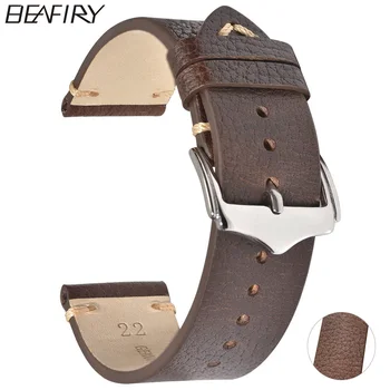 BEAFIRY Oil Wax Natureal Crack Leather Watch Band 18mm 20mm 22mm Discolored litchi grain cowhide Leather Watch straps watchband 
BEAFIRY Oil Wax Natureal Crack Leather Watch Band 18mm 20mm 22mm Discolored litchi grain cowhide Leather Watch straps watchband