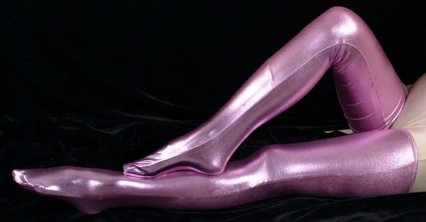 Cosplay&ware Woman Pink Shiny Metallic Sexy Thigh High Socks Fetish Unisex Zentai Suit Classic Halloween Costumes 13 Cosplay&ware Woman Pink Shiny Metallic Sexy Thigh High Socks Fetish Unisex Zentai Suit Classic Halloween Costumes -Zentai shop online
