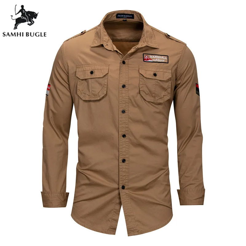 2019 Autumn Military Style Men Casual Shirts Spring High Quality Cotton Solid Shirt Classic Design Breathable Brand Dress Shirts
2019 Autumn Military Style Men Casual Shirts Spring High Quality Cotton Solid Shirt Classic Design Breathable Brand Dress Shirts