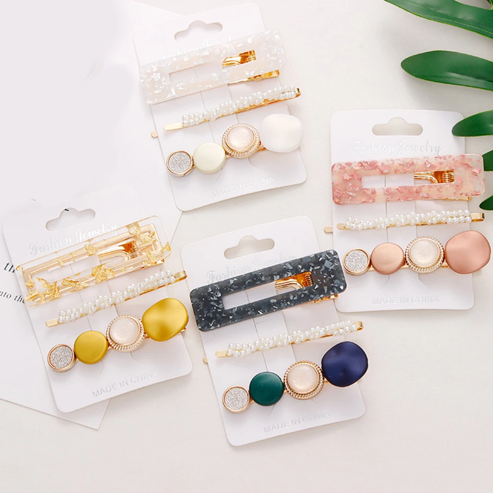 3PCS/Set Pearls Acetate Geometric Hair Clips Hairpins For Women Girls Korean Sweet Temperament Barrettes Hair Accessories Set
3PCS/Set Pearls Acetate Geometric Hair Clips Hairpins For Women Girls Korean Sweet Temperament Barrettes Hair Accessories Set