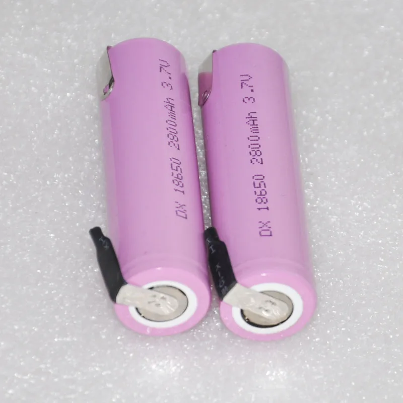 

2 4 6 10PCS ICR 3.7v 18650 battery 2800mah rechargeable li-ion lithium cell with welding tabs pins for flashlight and powerbank