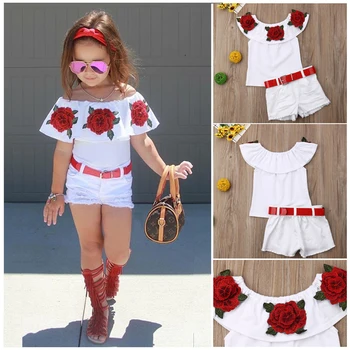 2019 Summer Toddler Girl Floral Embroidered Off-Shoulder Ruffled Top+Denim Ripped Shorts Outfits
2019 Summer Toddler Girl Floral Embroidered Off-Shoulder Ruffled Top+Denim Ripped Shorts Outfits