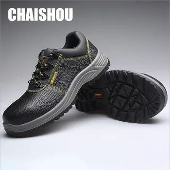 CHAISHOU shoes men Work boots Genuine Leather lace-up Steel toe cap Anti-smashing anti-piercing safety shoes plus size 38-46 368 
CHAISHOU shoes men Work boots Genuine Leather lace-up Steel toe cap Anti-smashing anti-piercing safety shoes plus size 38-46 368