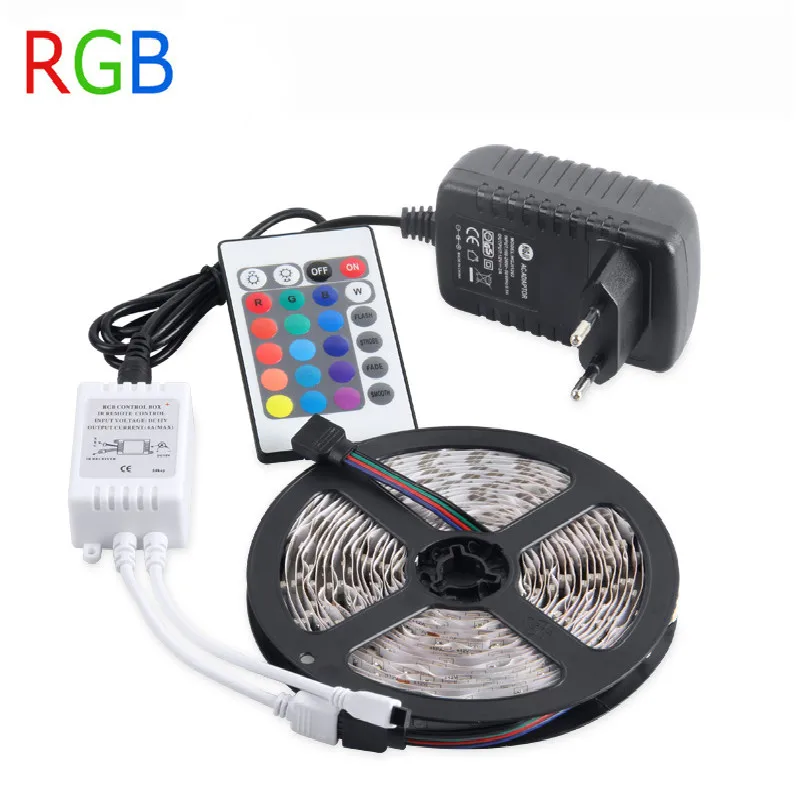 RGB LED Strip Light 5M 2835 SMD 60Leds/m Flexible LED Tape 12V 2A Power Adapter IR Remote Controller Home Decoration Led Strip
RGB LED Strip Light 5M 2835 SMD 60Leds/m Flexible LED Tape 12V 2A Power Adapter IR Remote Controller Home Decoration Led Strip
