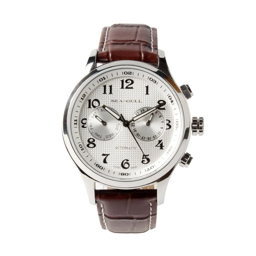 Seagull Auto Date Week Display Box Pattern Guilloche Arabic Numerals Luminous Hands Automatic Mechanical Men's Watch 819.13.5114
Seagull Auto Date Week Display Box Pattern Guilloche Arabic Numerals Luminous Hands Automatic Mechanical Men's Watch 819.13.5114