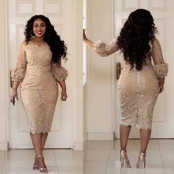 aso ebi Lace Champagne Tea-length Prom Party Dresses with 3/4 Long Sleeve 2019 Plus Size Applique African Evening Gown
aso ebi Lace Champagne Tea-length Prom Party Dresses with 3/4 Long Sleeve 2019 Plus Size Applique African Evening Gown