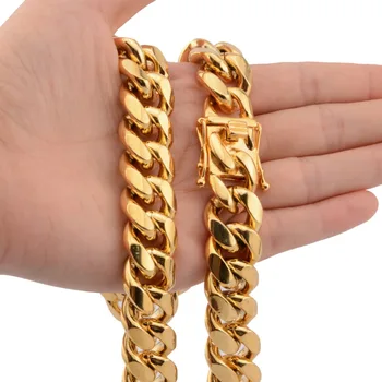 Strong Men's 18mm Gold Color Stainless Steel Jewelry 9-40 Inches Miamia Florida Curb Cuban Link Chain Necklace Or Bracelet
Strong Men's 18mm Gold Color Stainless Steel Jewelry 9-40 Inches Miamia Florida Curb Cuban Link Chain Necklace Or Bracelet