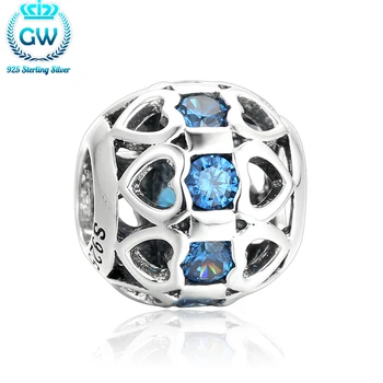 925 Sterling-Silver-Jewelry Heards and Blue CZ beads Fit European Charm Bracelet For women's New Year Christmas Gift X447-50
925 Sterling-Silver-Jewelry Heards and Blue CZ beads Fit European Charm Bracelet For women's New Year Christmas Gift X447-50