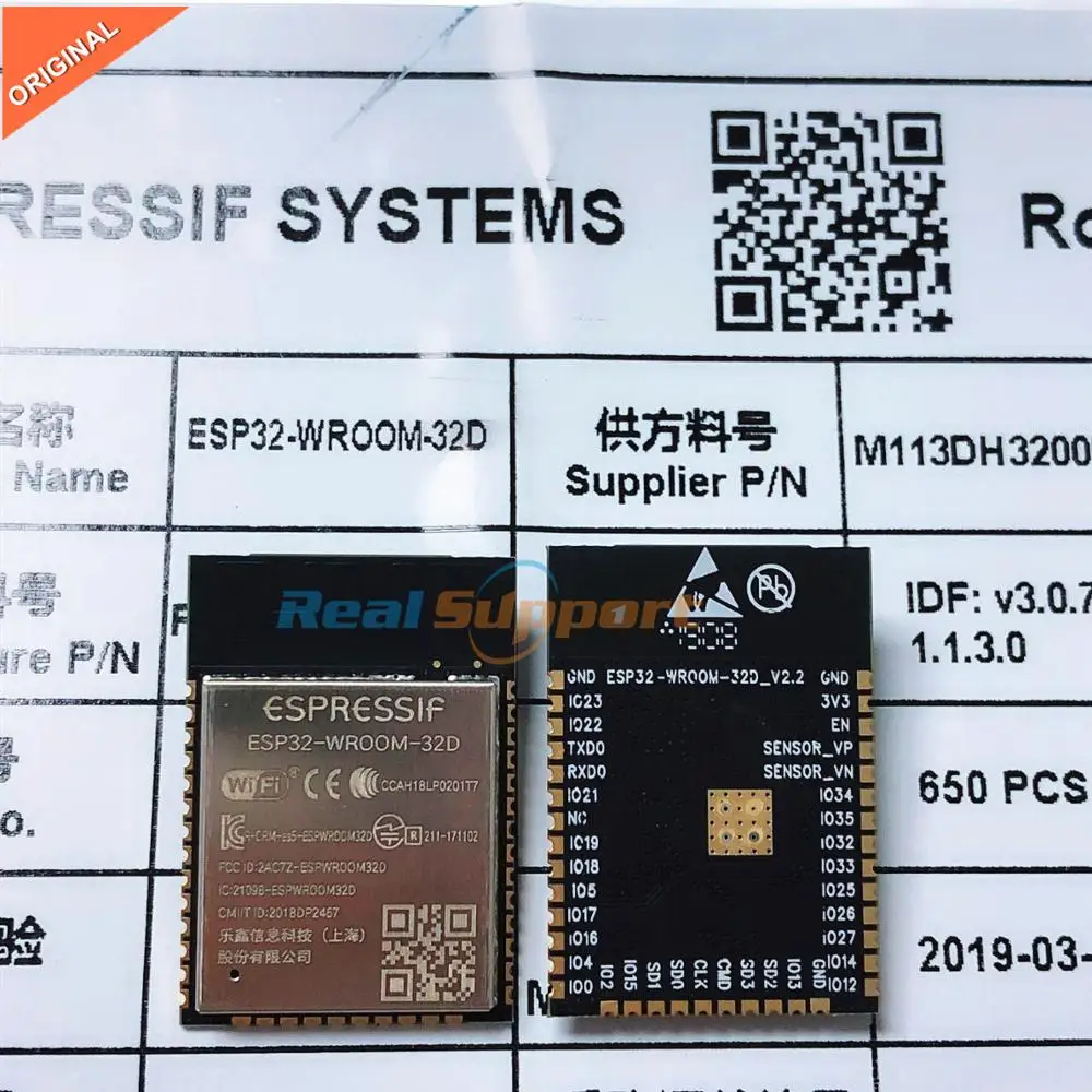 10PCS ESP32-WROOM-32D Wi-Fi+BT+BLE ESP32 Module 32Mbits 4MB Flash Memory Espressif Original better RF perfermance
10PCS ESP32-WROOM-32D Wi-Fi+BT+BLE ESP32 Module 32Mbits 4MB Flash Memory Espressif Original better RF perfermance