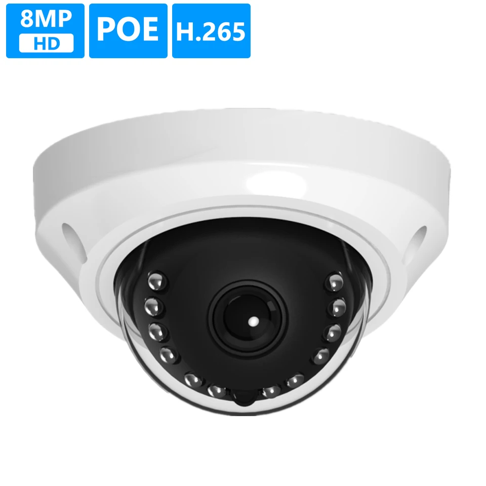 H.265 HD 5MP Dome IP Camera 4K Mini Metal Network Security CCTV Onvif IR 48V PoE | Безопасность и защита