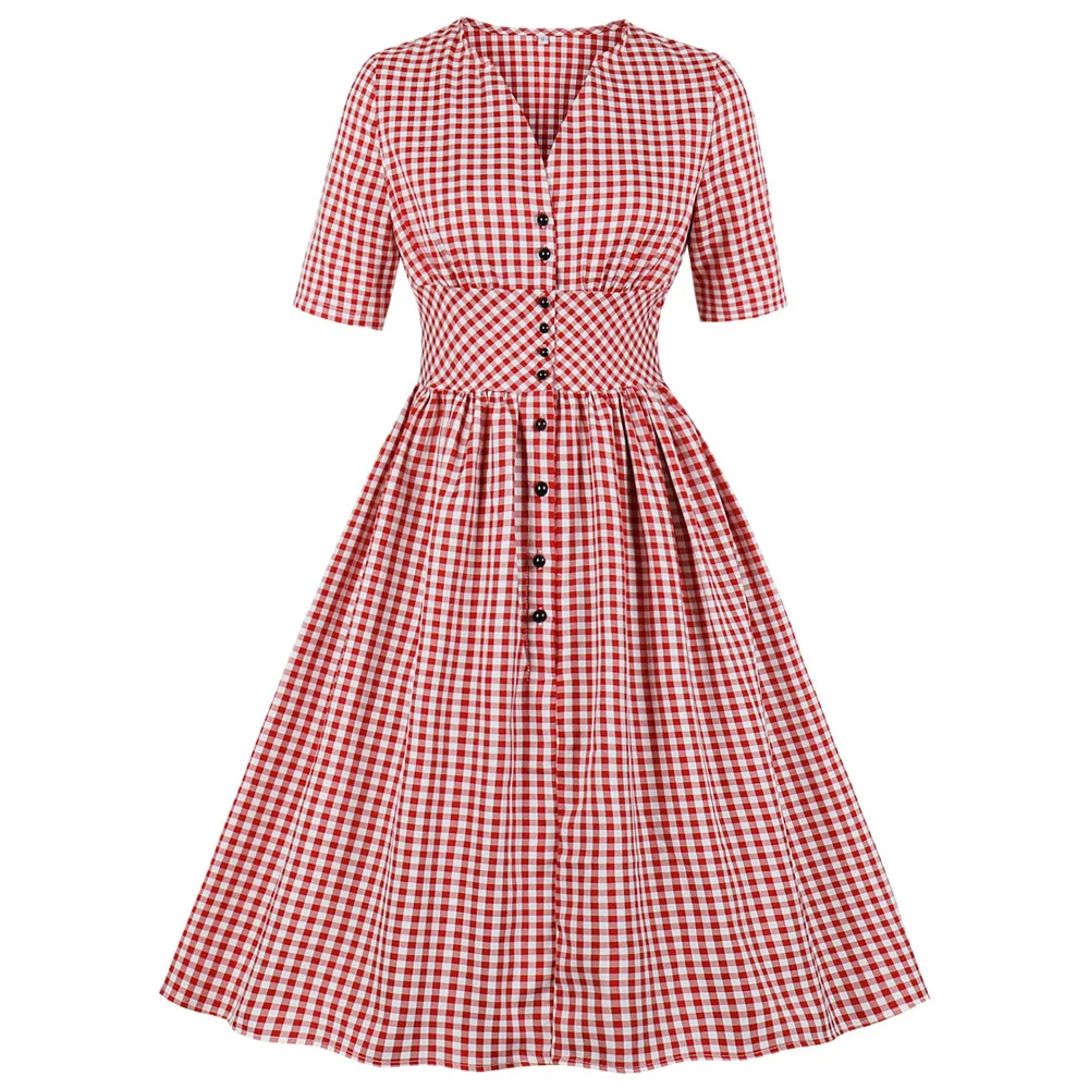 Joineles Plus Size Red Plaid Summer Women Retro Dress 60s Audrey Hepburn Vintage Dress V Neck High Waist Party Vestidos Robe 4XL
Joineles Plus Size Red Plaid Summer Women Retro Dress 60s Audrey Hepburn Vintage Dress V Neck High Waist Party Vestidos Robe 4XL