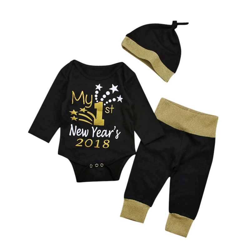 3PCS Set My First New Years Printed Baby Clothes Sets Boy Girls Top Romper Christmas Party Clothing Wear Long Pant with Hat
3PCS Set My First New Years Printed Baby Clothes Sets Boy Girls Top Romper Christmas Party Clothing Wear Long Pant with Hat