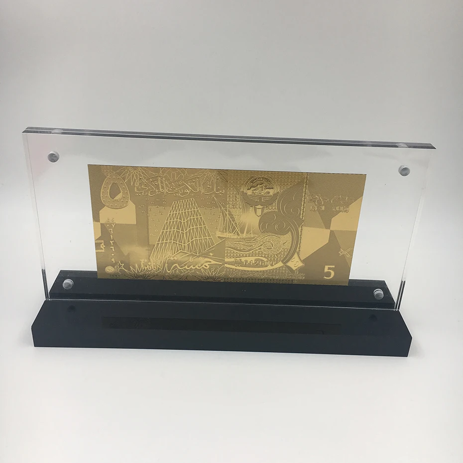 Kuwait 5 Dinar 24K Gold foil Banknote Money the best banknote anniversary Gifts for VIP customer with acrylic frame display
Kuwait 5 Dinar 24K Gold foil Banknote Money the best banknote anniversary Gifts for VIP customer with acrylic frame display