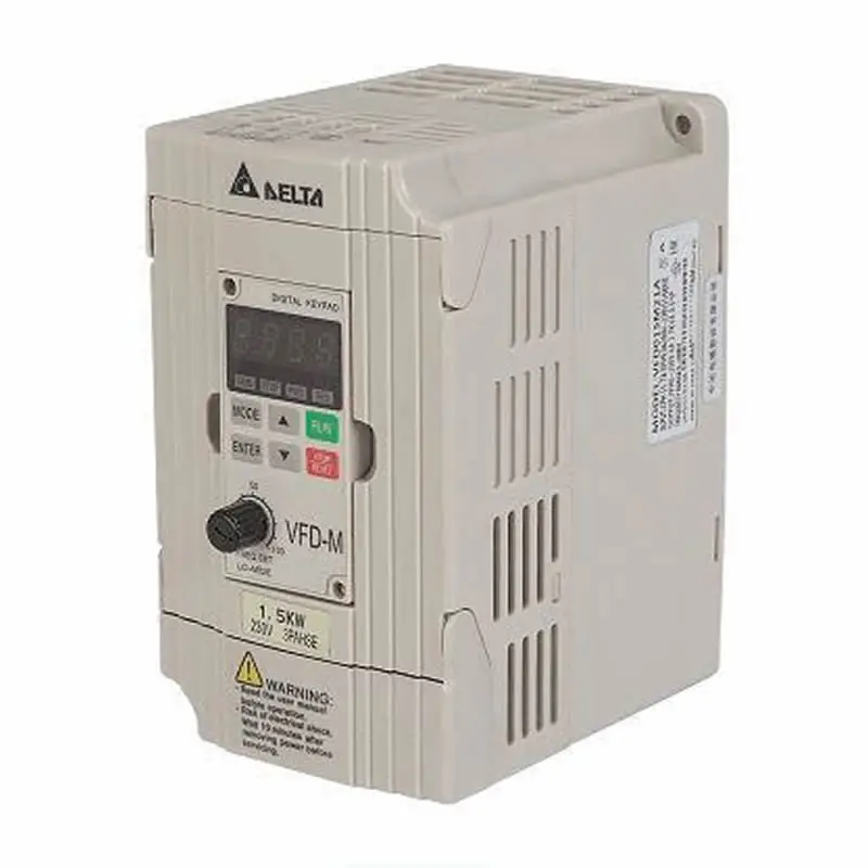 New Delta inverter VFD015M21A, 0.4KW /0.75KW/1.5KW, output frequency 0.1-400Hz carrier frequency up to 15kHz
New Delta inverter VFD015M21A, 0.4KW /0.75KW/1.5KW, output frequency 0.1-400Hz carrier frequency up to 15kHz