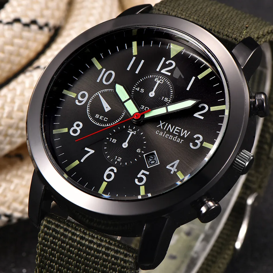 XINEW Canvas Calendar Watch Mens Military Quartz military Watch Black Dial Date Luxury Sport Wrist Watch erkek kol saati
XINEW Canvas Calendar Watch Mens Military Quartz military Watch Black Dial Date Luxury Sport Wrist Watch erkek kol saati