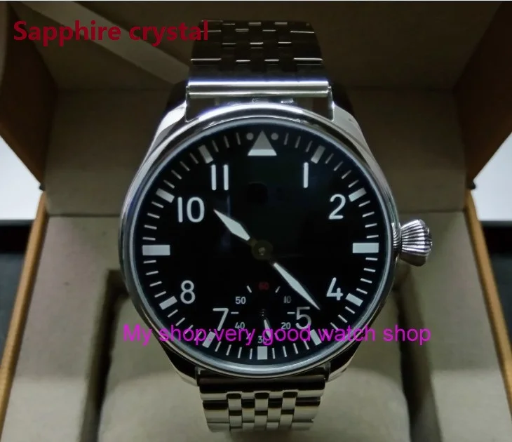 

Sapphire crystal 44mm PARNIS Asian 17 jewels ST3621/6498 Mechanical Hand Wind movement black dial luminous men's watches sdgd100