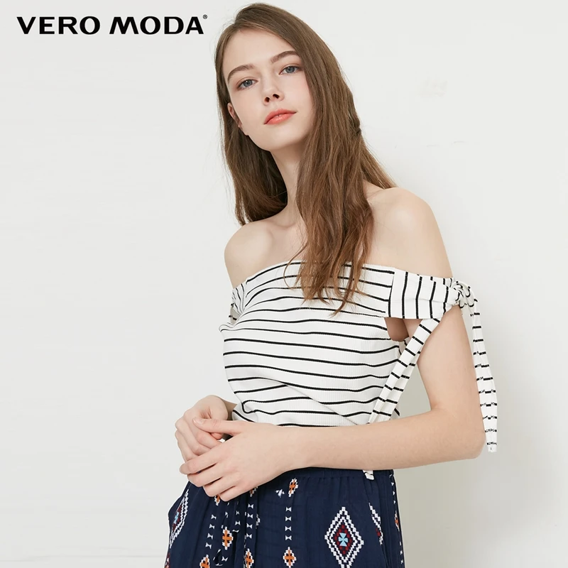 Vero Moda Women's off-shoulder boat neck with decorative sleeves striped T-shirt Top | 318201550
Vero Moda Women's off-shoulder boat neck with decorative sleeves striped T-shirt Top | 318201550