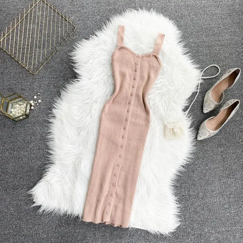 Fashion Slim Button Summer Knit Bodycon Mini Short Dress Women Vestido De Festa Casual Party Spaghetti Strap Sheath Vestidos
Fashion Slim Button Summer Knit Bodycon Mini Short Dress Women Vestido De Festa Casual Party Spaghetti Strap Sheath Vestidos