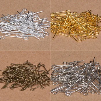 

200Pcs 16~45mm Gold Silver Rhodium Bronze Color Tone Stainless Steel Eye Pins For Jewelry Making Accessories DIY Pendant Supplie