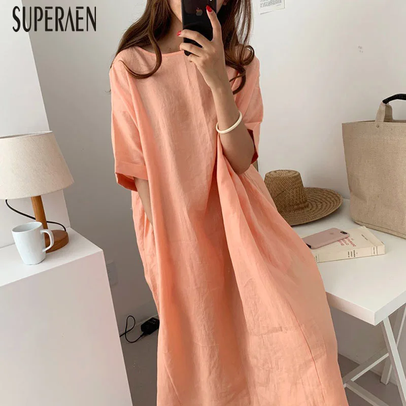 SuperAen Korean Style Women Long Dress New 2019 Summer Solid Color Casual Cotton and Linen Dress Female Pluz Size Women Clothing
SuperAen Korean Style Women Long Dress New 2019 Summer Solid Color Casual Cotton and Linen Dress Female Pluz Size Women Clothing
