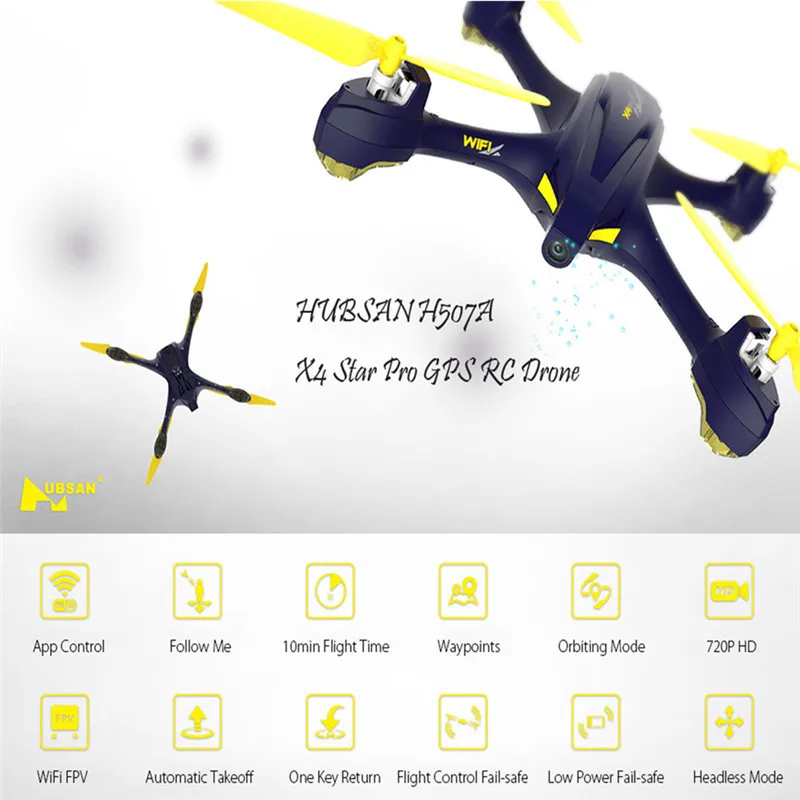 Original Hubsan H507A X4 Quadcopter With Camera Wifi Pro APP Driven Drone With Camera GPS RC Quadcopter FPV Helicopter RTF Drone
Original Hubsan H507A X4 Quadcopter With Camera Wifi Pro APP Driven Drone With Camera GPS RC Quadcopter FPV Helicopter RTF Drone