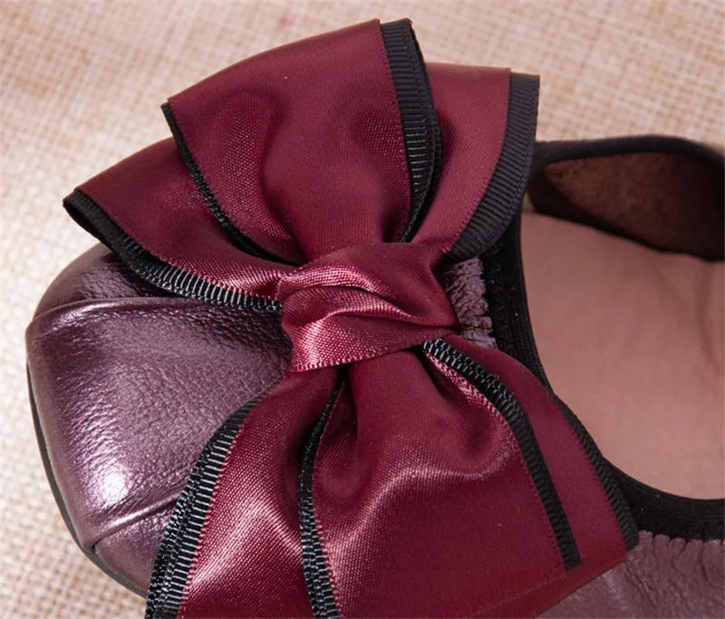 Handmade Autumn Women Genuine Leather Shoes Cowhide Loafers Shoes Sweet Bow Ladies Ballet Flat Shoes For Mom Sapato Plus Size 41 (2)
