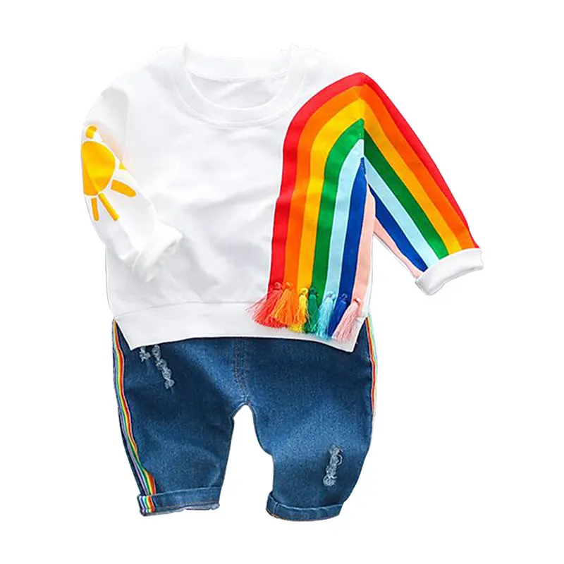 Boys and girls set rainbow pattern baby suit Korean children's clothing cotton children's suit 2019 spring and autumn
Boys and girls set rainbow pattern baby suit Korean children's clothing cotton children's suit 2019 spring and autumn