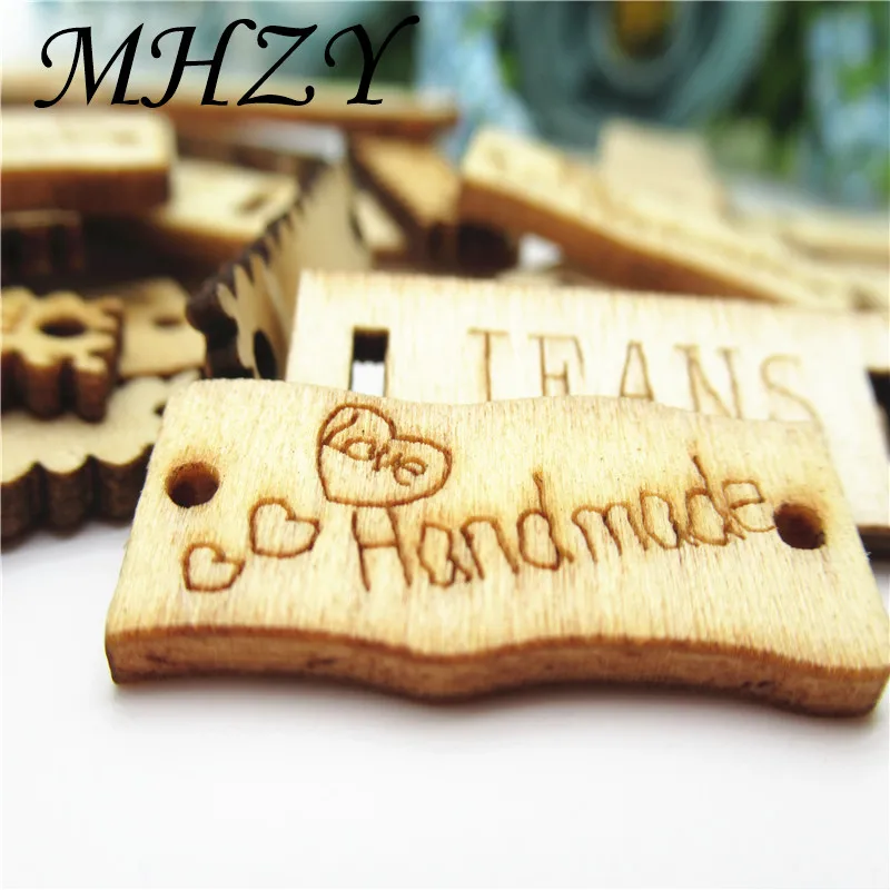 20/50/100 шт. DIY натуральные деревянные резные джинсы ручной работы Модный логотип