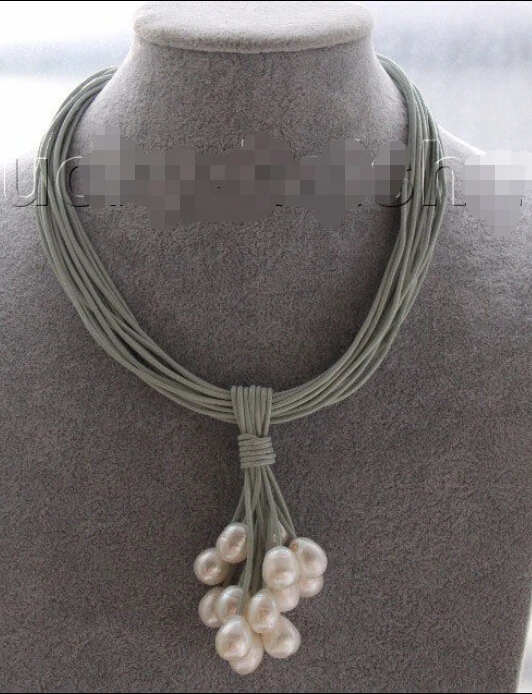 shipping Choker 16" 15row 14mm white pearls gray leather necklace magnet clasp j9571 (A0325)
shipping Choker 16" 15row 14mm white pearls gray leather necklace magnet clasp j9571 (A0325)
