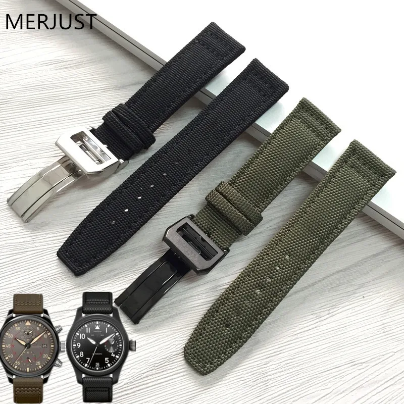 MERJUST Nylon + Genuine Leather men Watchbands Black Green Band Strap With Steel Buckle For Iw379901 20mm 21mm 22mm
MERJUST Nylon + Genuine Leather men Watchbands Black Green Band Strap With Steel Buckle For Iw379901 20mm 21mm 22mm