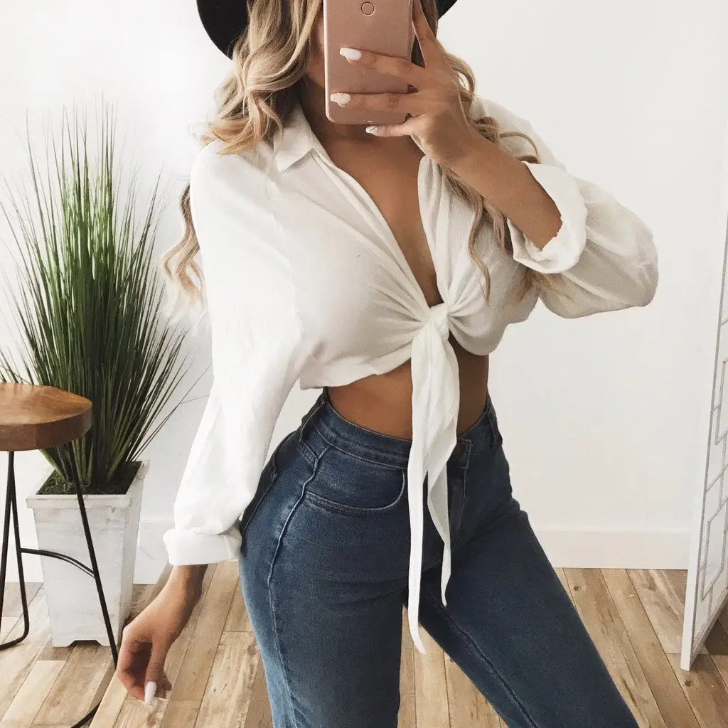 Fashion Casual Women Ladies Deep-V neck Blouse Long Sleeve Lace-up Casual Sexy Shirt Clothes
Fashion Casual Women Ladies Deep-V neck Blouse Long Sleeve Lace-up Casual Sexy Shirt Clothes