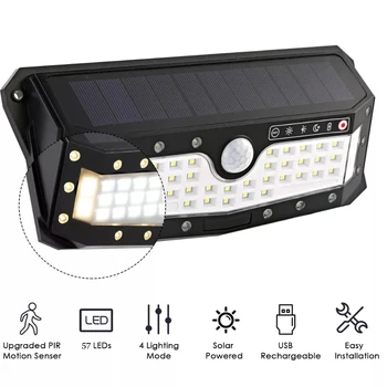 LED Solar Light USB Rechargeable PIR Motion Sensor Security Lighting outdoor Waterproof Lamp 4 modeS Wall Light for Garden Yard
LED Solar Light USB Rechargeable PIR Motion Sensor Security Lighting outdoor Waterproof Lamp 4 modeS Wall Light for Garden Yard