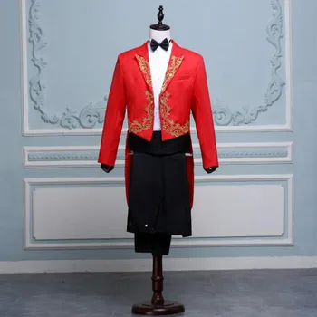 Men's suits inlaid gold flower tuxedo suit singer hosted the chorus commander stage costume black and white red
Men's suits inlaid gold flower tuxedo suit singer hosted the chorus commander stage costume black and white red