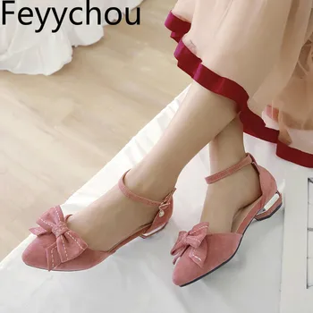Women's Sandals Med Heels Flock Buckle Pointed Toe Butterfly-knot 2019 New Sexy Fashion Spring Summer Pink Black Big Size 34-43
Women's Sandals Med Heels Flock Buckle Pointed Toe Butterfly-knot 2019 New Sexy Fashion Spring Summer Pink Black Big Size 34-43