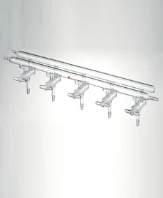 M260005 Manifold, High vacuum solid glass stopcocks, Number of ports:5 Overall width:450mm front-left-right and rear-left
M260005 Manifold, High vacuum solid glass stopcocks, Number of ports:5 Overall width:450mm front-left-right and rear-left