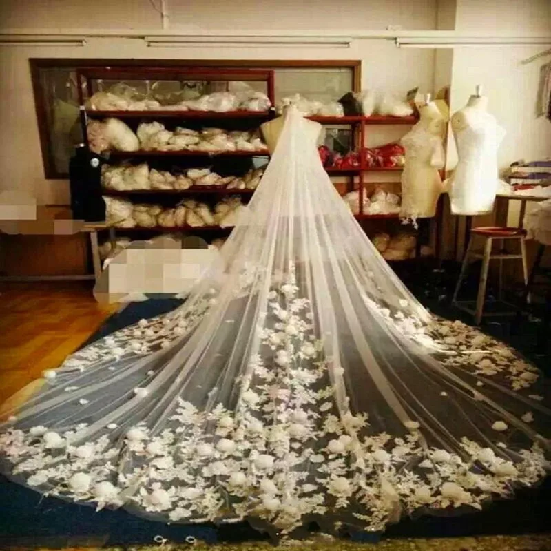 3M One Layer Luxury New 3D Flowers Applique Wedding Veil Cathedral Length Bridal Veils White Ivory Custom Made Free Comb
3M One Layer Luxury New 3D Flowers Applique Wedding Veil Cathedral Length Bridal Veils White Ivory Custom Made Free Comb