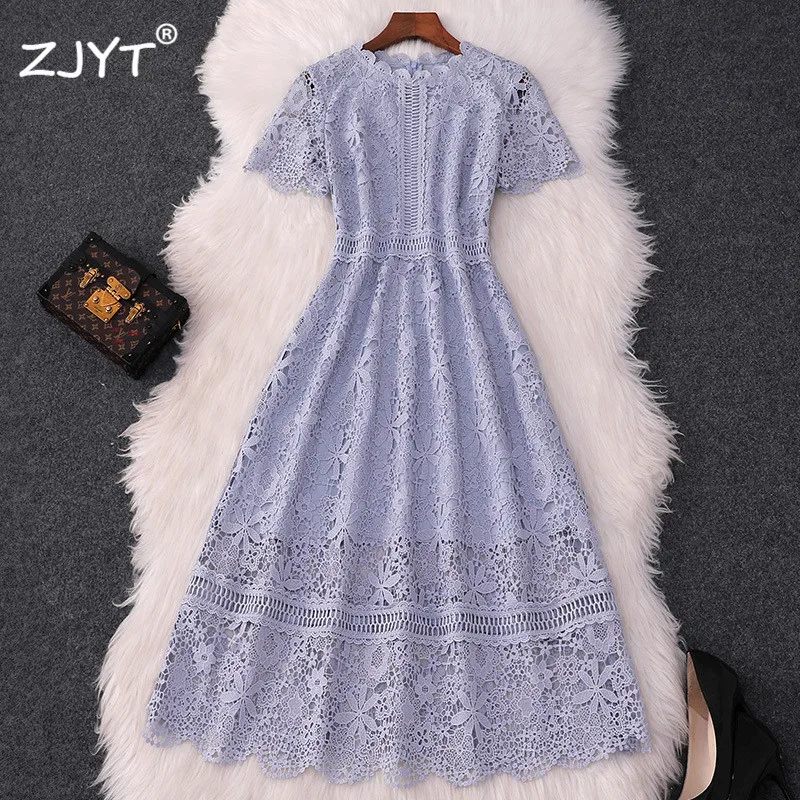 High Quality Designer Women Dress Summer Fashion Short Sleeve Hollow Out Crochet Lace Dress Elegant Party Vestidos robe femme
High Quality Designer Women Dress Summer Fashion Short Sleeve Hollow Out Crochet Lace Dress Elegant Party Vestidos robe femme