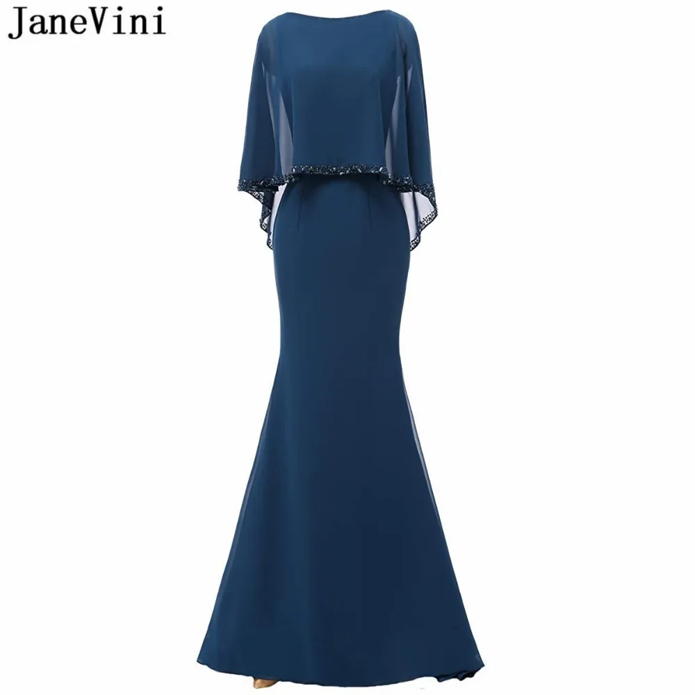 JaneVini Vintage Navy Mermaid Chiffon Plus Size Mother of The Bride Dresses Scoop Neck Beaded Floor Length Evening Party Gowns
JaneVini Vintage Navy Mermaid Chiffon Plus Size Mother of The Bride Dresses Scoop Neck Beaded Floor Length Evening Party Gowns