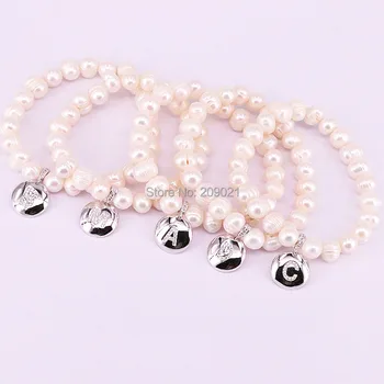 8Pcs Natural pearl bracelets with pave cz A To Z Letter charm pearls bracelet bangle jewelry
8Pcs Natural pearl bracelets with pave cz A To Z Letter charm pearls bracelet bangle jewelry
