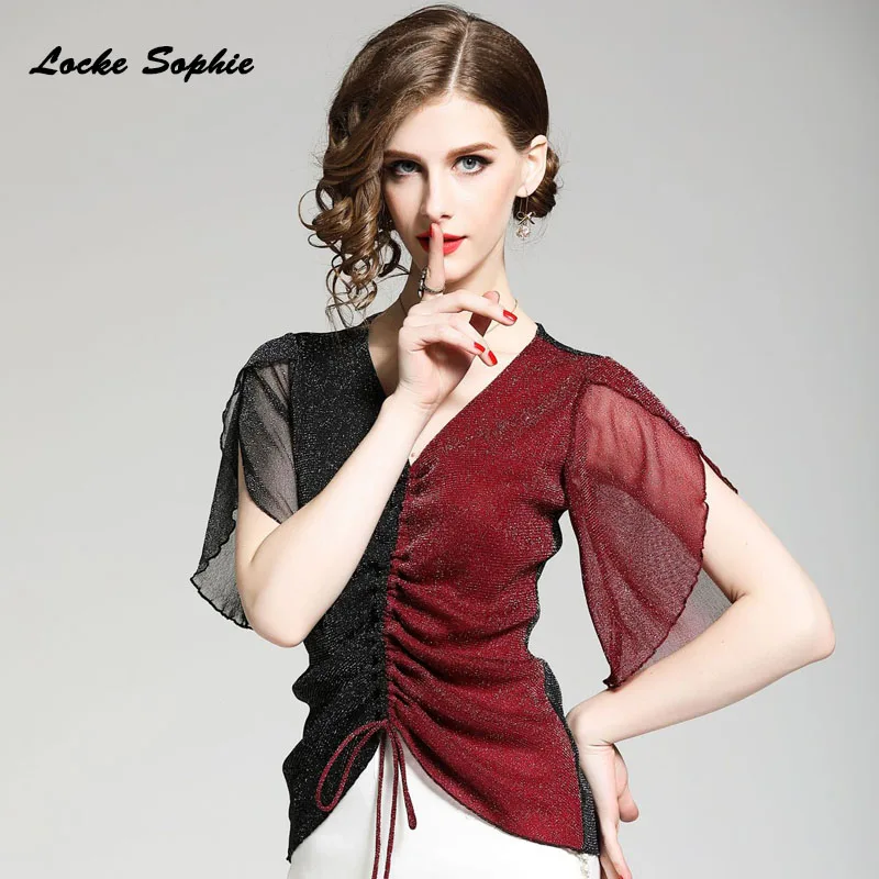 1pcs Ladies Plus size blouses tops 2019 Summer Bright wire mesh Splicing hollow Short sleeve Primer shirt women's Skinny shirts
1pcs Ladies Plus size blouses tops 2019 Summer Bright wire mesh Splicing hollow Short sleeve Primer shirt women's Skinny shirts