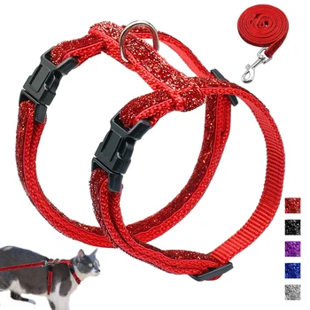 Bling Sequins Cat Harness With Leash Kitten Puppy Adjustable Harnesses Walking Leashes Set Small Dogs Cats Vest Lead Rope
Bling Sequins Cat Harness With Leash Kitten Puppy Adjustable Harnesses Walking Leashes Set Small Dogs Cats Vest Lead Rope