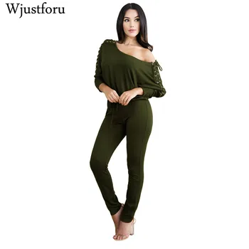 Wjustforu Autumn Casual Jumpsuits Women 2017 Off the Shoulder Overalls Long Sleeve Lace Up Rompers Womens Jumpsuit Female
Wjustforu Autumn Casual Jumpsuits Women 2017 Off the Shoulder Overalls Long Sleeve Lace Up Rompers Womens Jumpsuit Female