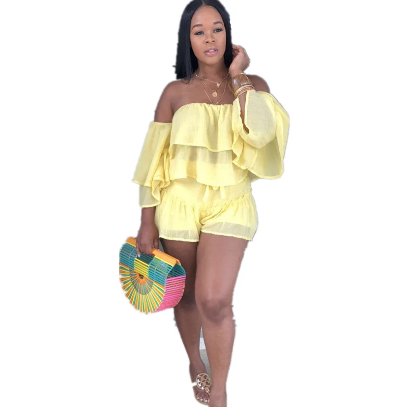 Summer Casual Style Solid Color 2 Piece Outfits for Women Off-the Shoulder Slash Collar Petal Short Sleeve Top Loose Flare Pant
Summer Casual Style Solid Color 2 Piece Outfits for Women Off-the Shoulder Slash Collar Petal Short Sleeve Top Loose Flare Pant