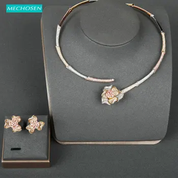 MECHOSEN Exquisite Luxury Rose Shape Jewelry Flower Petal Earring Necklace Zircon 3 Tons Copper Sets Bride Wedding Best Gift Set
MECHOSEN Exquisite Luxury Rose Shape Jewelry Flower Petal Earring Necklace Zircon 3 Tons Copper Sets Bride Wedding Best Gift Set