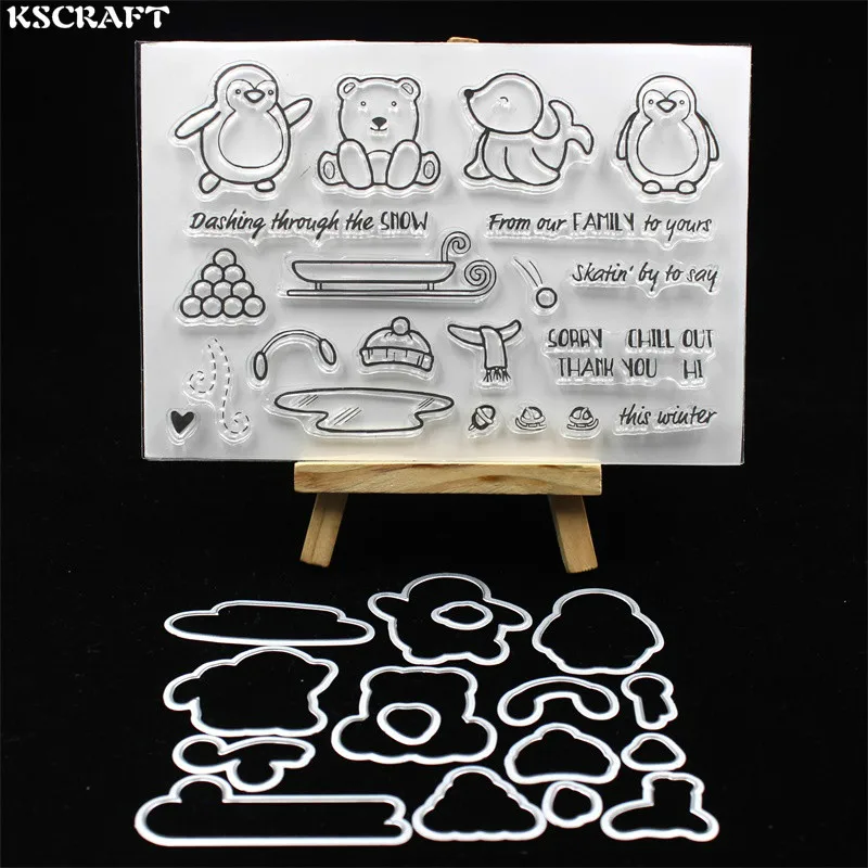 KSCRAFT Cute Penguins Transparent Clear Silicone Stamp And Cutting Dies for DIY scrapbooking/photo album Decorative 644
KSCRAFT Cute Penguins Transparent Clear Silicone Stamp And Cutting Dies for DIY scrapbooking/photo album Decorative 644