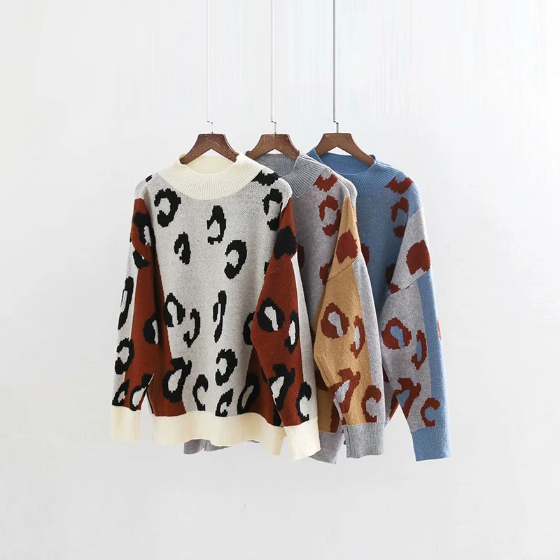 New Women-s Vintage Leopard Sweaters Autumn-Winter Ladies Patchwork White-Brown Pullovers Girls Oversized Jumpers Blue Knitwear
New Women-s Vintage Leopard Sweaters Autumn-Winter Ladies Patchwork White-Brown Pullovers Girls Oversized Jumpers Blue Knitwear