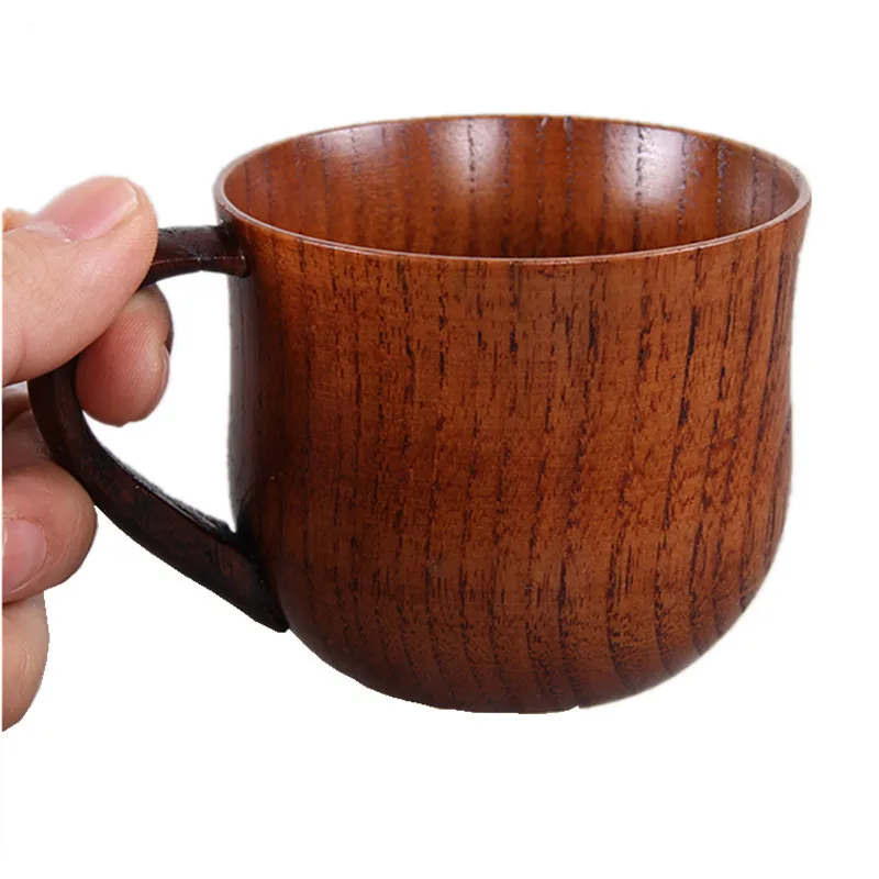 New Wooden Coffee Cup With Handle Creative Wood Simple Mug Chinese Retro Kung Fu Copo Drinkware | Дом и сад